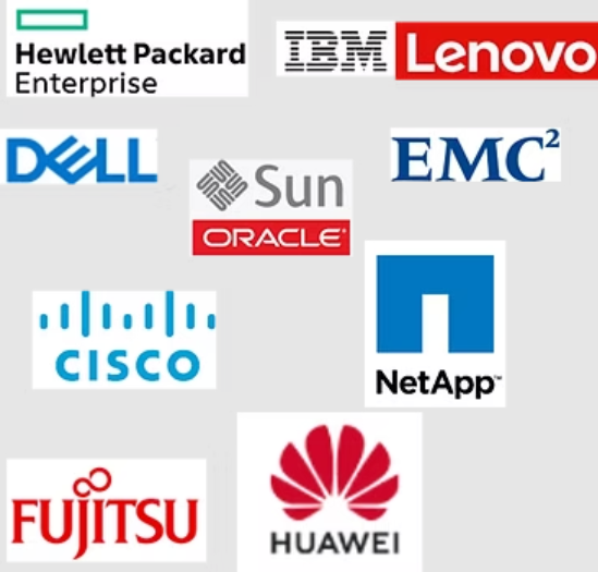 Hardware Vendors - HPE, IBM, Lenovo, Dell, Oracle, EMC, Cisco, NetApp, Fujitsu, Huawei
